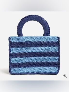 J.Crew Hand Crocheted Rectangular Bag in Stripe Striped Crochet Top-Handle Bag